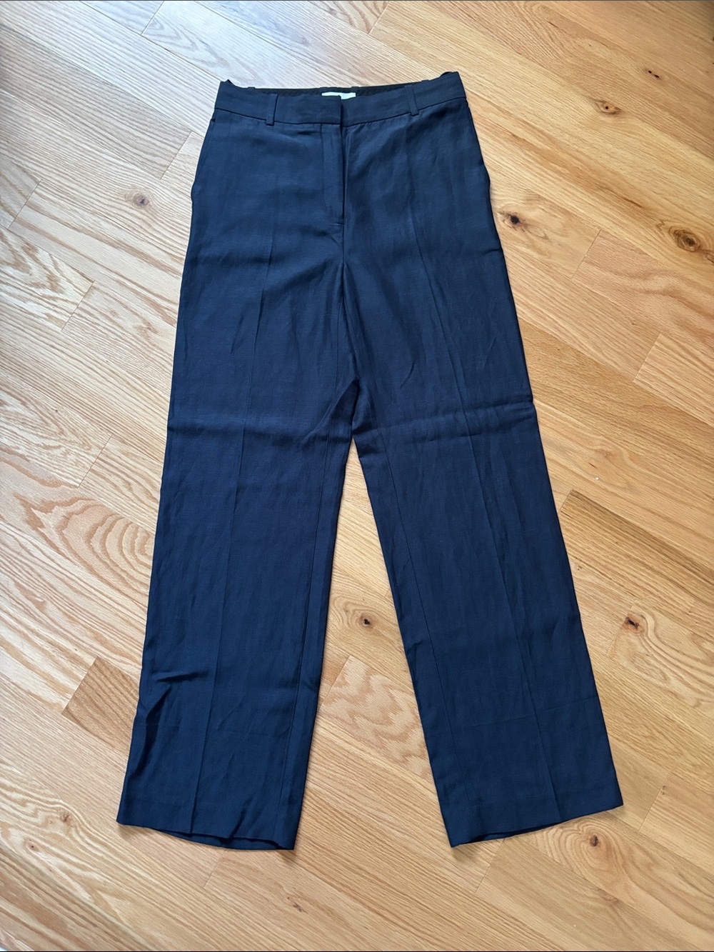 Babaton Linen Effortless Pants Navy Wide-Leg Trousers